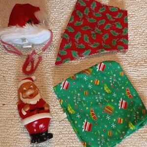 PET Christmas Bundle Hat,Toy Santa, 2 x Neck Scarf, The Great PretendEars